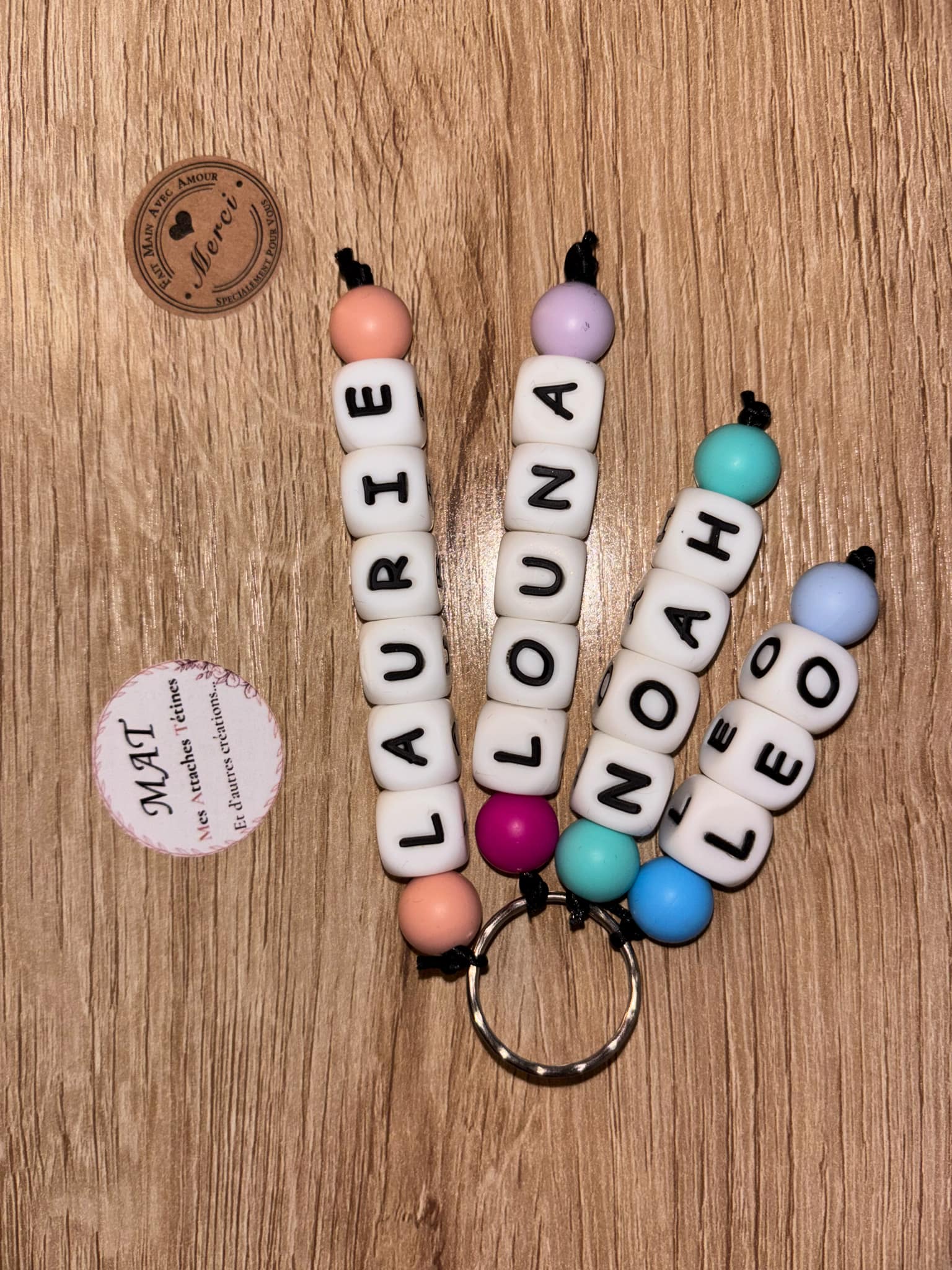 Porte clé 4 prénoms SANS motif
